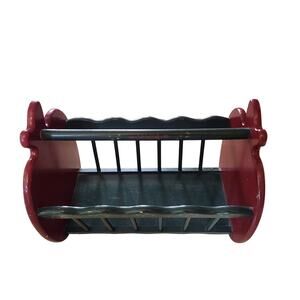 Vintage Folk Art Style Hand Painted Magazine Rack